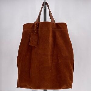 Zara Man brown suede satchel bag